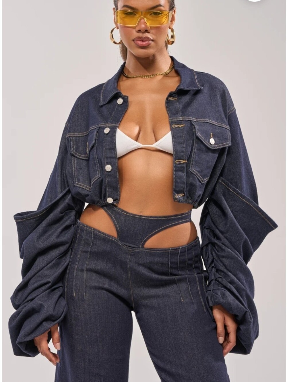 AKIRA Cropped Dark Indigo Denim Jacket